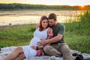 newborn photographer in rochester ny captures maternity portraits for mom-to-be in Mendon Ponds Park