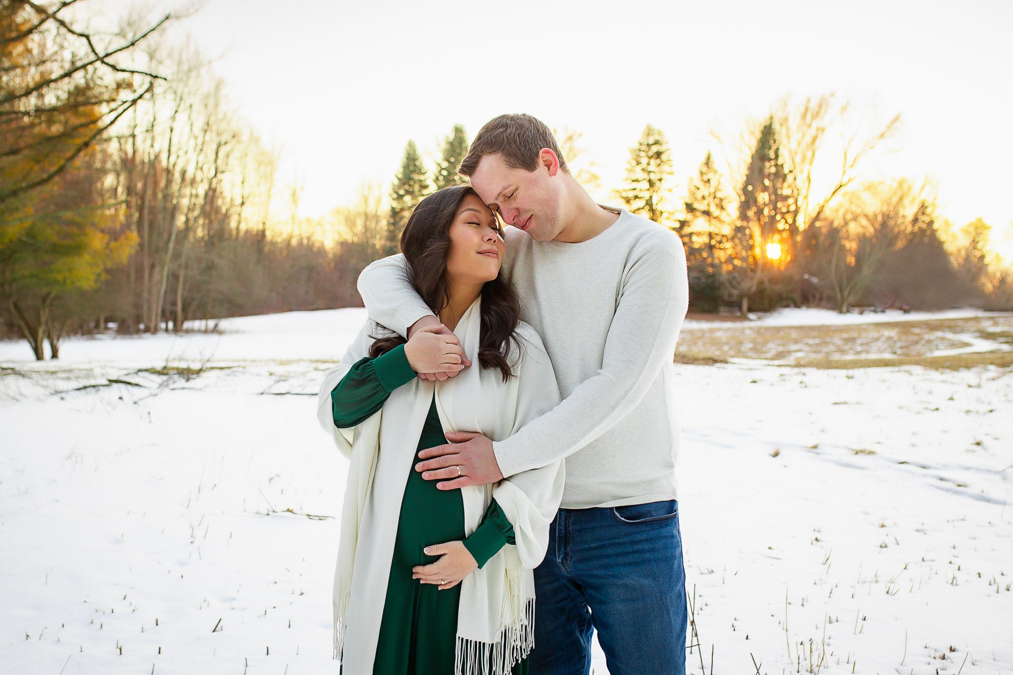 Maternity photographer in Rochester NY captures winter maternity session